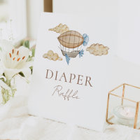 Chaud Air Balloon Baby shower blanc Déchets Raffle