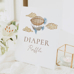 Signe De Table Chaud Air Balloon Baby shower blanc Déchets Raffle