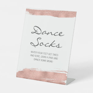 Signe De Table Chaussettes de danse Bat mitzvah rose Gold Brushst