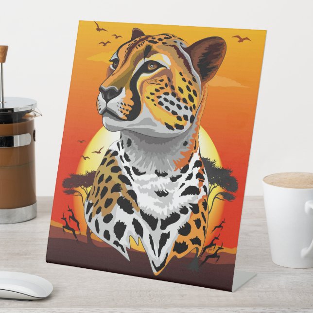 Signe De Table Cheetah African Feline Wild Animal (In SItu)
