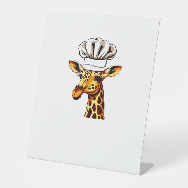 Signe De Table Chef Giraffe - Cute Giraffe Dans Un Chef Casquette (Recto)