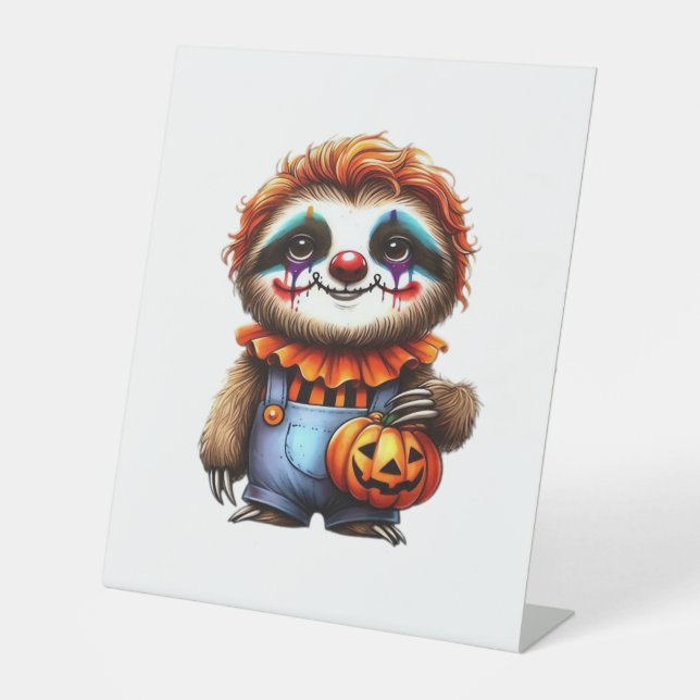 Signe De Table Chemise Clown Sloth Halloween surdimensionnée T-sh (Recto)
