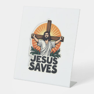 Signe De Table Chemise de foi avec gravure vintage Jésus Sauve (1