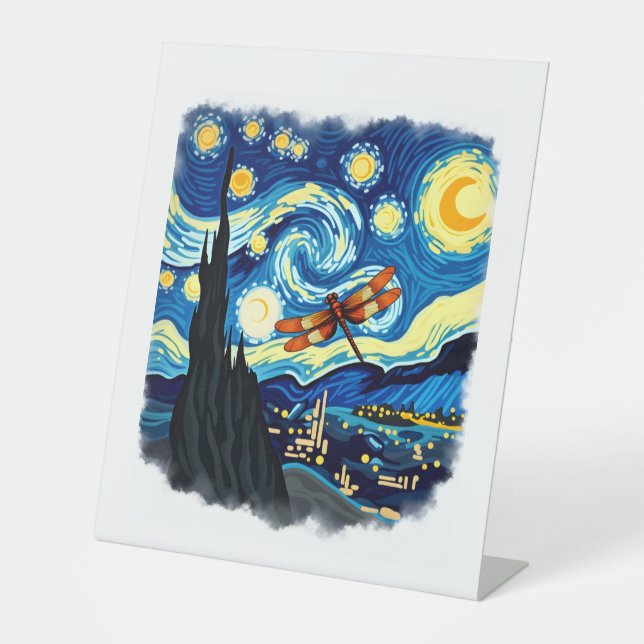 Signe De Table Chemise Dragonfly artistique Van Gogh Starry Night (Recto)