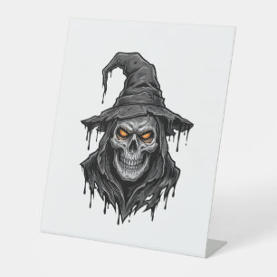 Signe De Table Chemise Halloween Chapeau De Sorcière Crâne Gravur