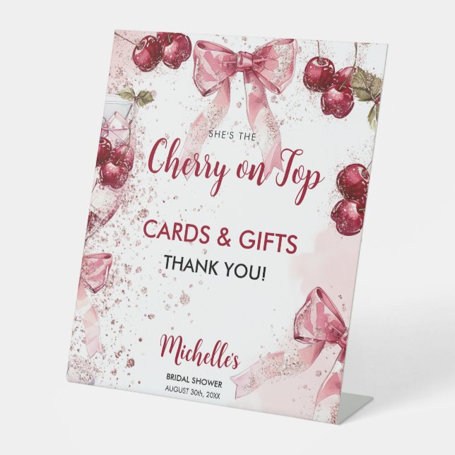 Signe De Table Cherry on Top Bow Cocktail Fête des mariées d'été (Recto)