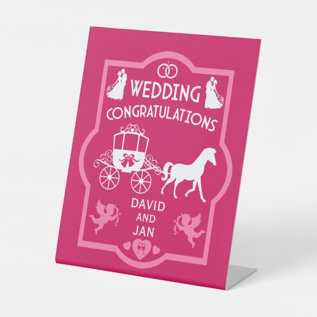 Signe De Table Cheval Et Panier Romantique Mariage (Recto)