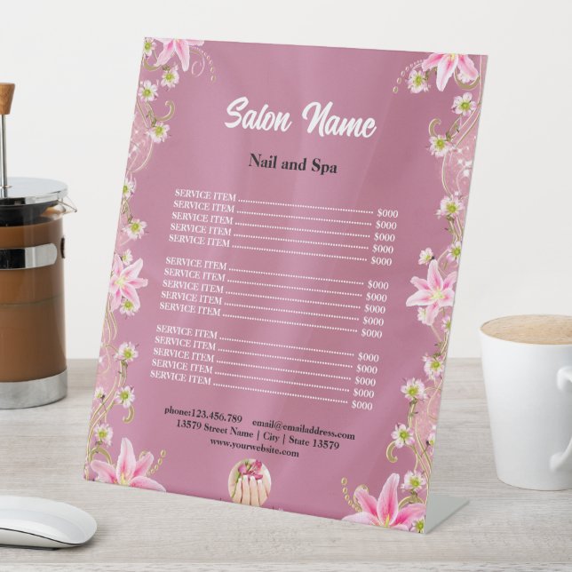 Signe De Table Chic Beauty Nail Salon Prix menu (In SItu)