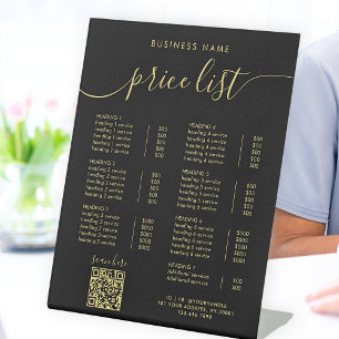 Signe De Table Chic Black Gold Calligraphie QR Code Prix