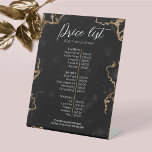 Signe De Table Chic Black & Gold Marble Lashes Salon Liste des pr<br><div class="desc">Signe Chic Beauty Services Menu avec arrière - plan en marbre noir et effets faux or. Cette liste de prix de salon comprend l'espace pour votre nom d'entreprise et vos prix. Idéal pour vous servir de guide de prix pour votre barre de cils ou de sourcils, spa à ongles ou...</div>