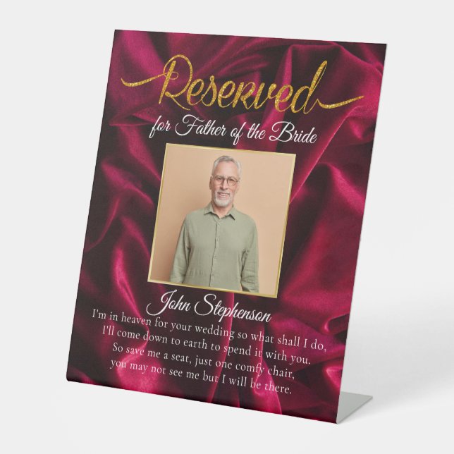 Signe De Table Chic Bourgogne Enregistrer un siège Photo Mariage  (Recto)