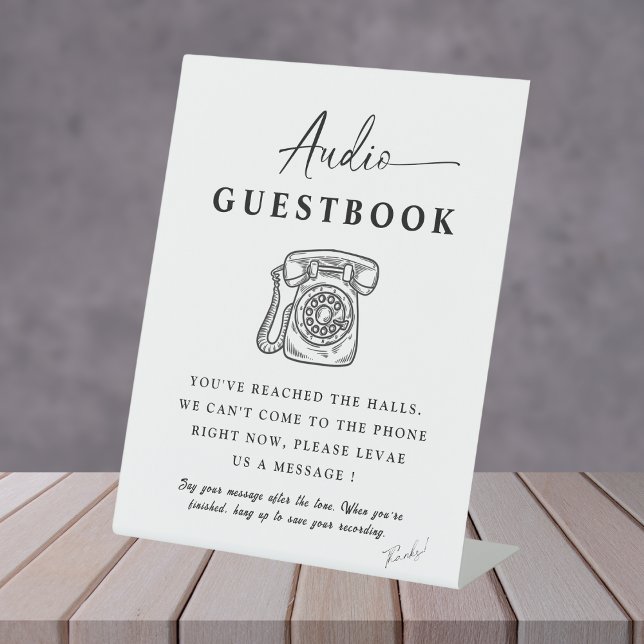 Signe De Table Chic Calligraphy Mariage Téléphone Audio Livre d'o (Créateur téléchargé)