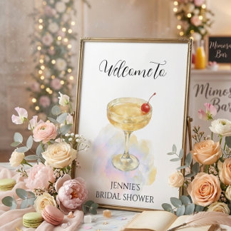 Signe De Table Chic Cherry Cocktail Aquarelle Enterrement de Vie