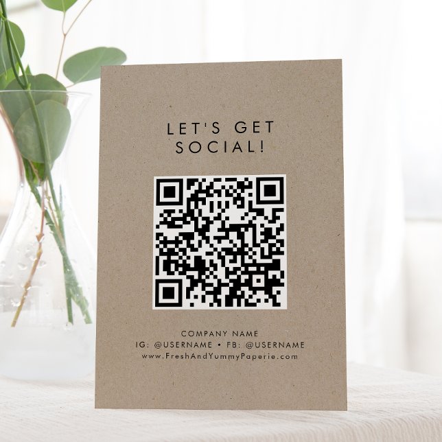 Signe De Table Chic Faux Kraft Business Obtenons des médias socia (Créateur téléchargé)