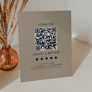 Signe De Table Chic Faux Kraft Business QR Code Laisser Un Avis