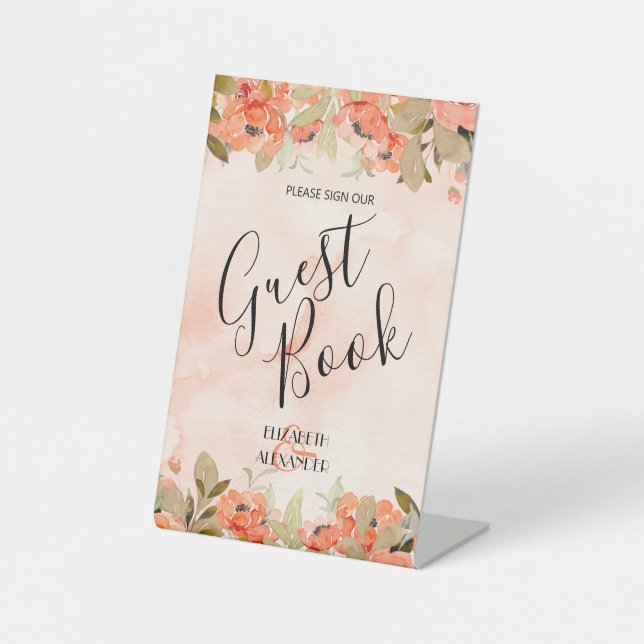 Signe De Table Chic Floral Mariage livre d'hôtes (Recto)