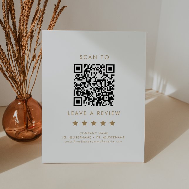 Signe De Table Chic Gold Business QR Code Laisser Un Avis (Créateur téléchargé)