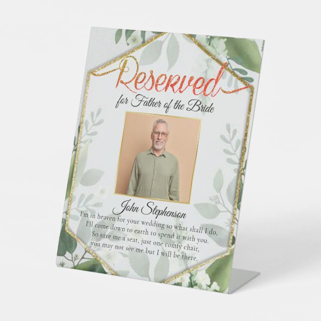 Signe De Table Chic Green Sauvez Un Siège Photo Mariage Memorial (Recto)