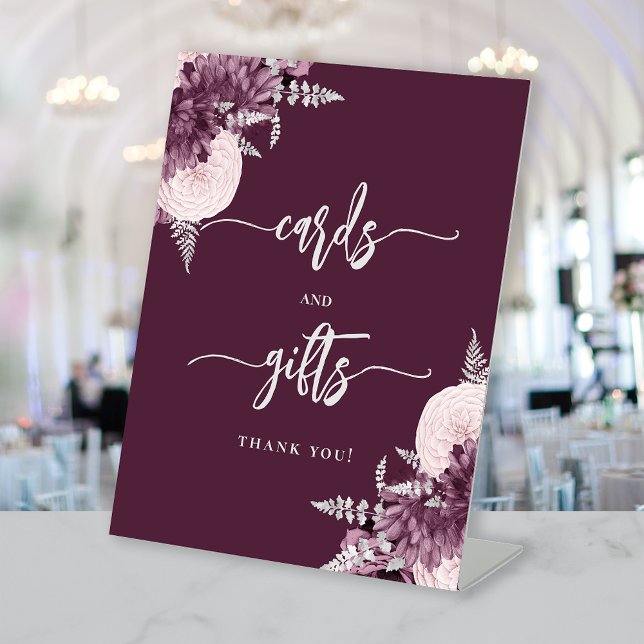 Signe De Table Chic Mauve Silver Floral Wedding Cards Gifts (Créateur téléchargé)