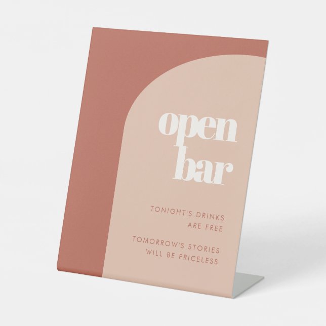 Signe De Table Chic pêche en terre cuite arche mariage Open Bar (Recto)