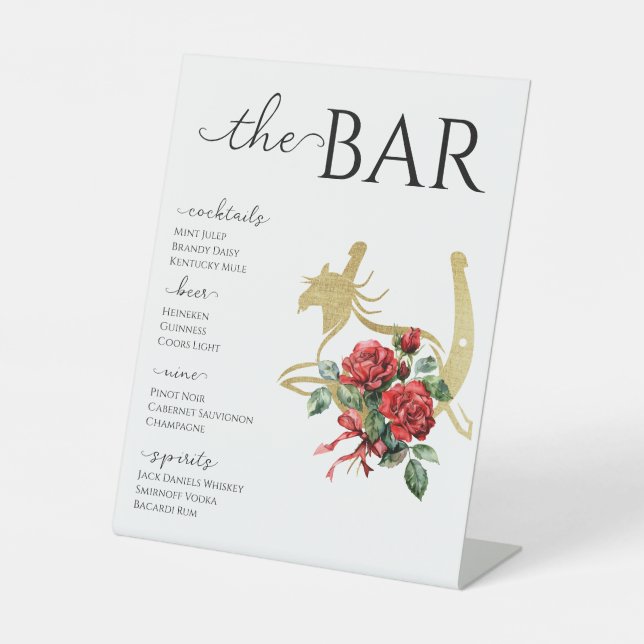 Signe De Table Chic Race Horse Derby & Drink Party Equestrio Bar (Recto)