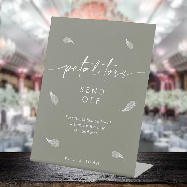 Signe De Table Chic Sage Green Mariage Petal Toss Envoyer (Créateur téléchargé)