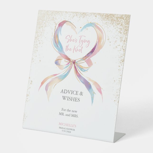 Signe De Table Chic She's Tying The Knot Pink Bow Conseils & Voeu (Recto)