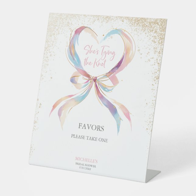 Signe De Table Chic She's Tying The Knot Pink Bow Conseils & Voeu (Recto)