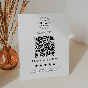 Signe De Table Chic Typographie Logo QR Code Laisser Un Avis