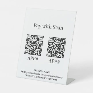 Signe De Table Chic Typography 2-App Scan To Pay Pedestal Sign