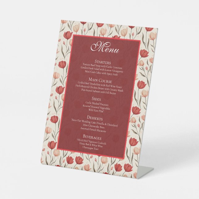 Signe De Table Chic Wildflower Tulip Minimalist Wedding Menus (Recto)