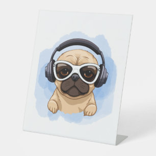 Signe De Table Chien avec casque 2