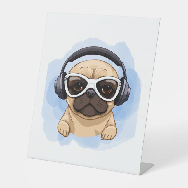 Signe De Table Chien avec casque 2 (Recto)