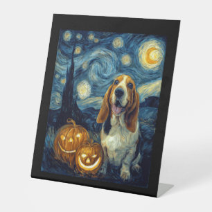 Signe De Table Chien Basset Hound Mignon Halloween Jack O Lantern
