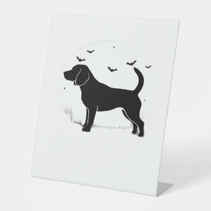 Signe De Table Chien beagle - Silhouette de lune d'Halloween surd