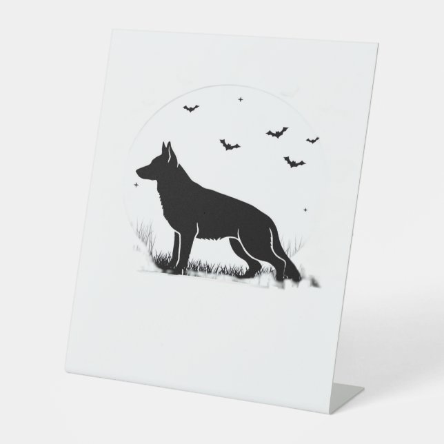 Signe De Table Chien berger allemand - Silhouette de lune d'Hallo (Recto)