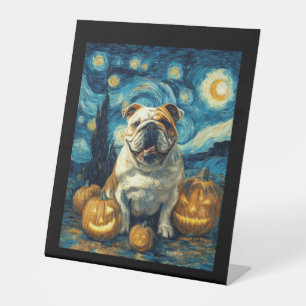 Signe De Table Chien bouledogue anglais mignon Halloween Jack O L