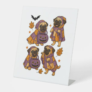 Signe De Table Chien Carlin Fantôme Halloween Effrayant
