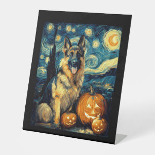 Signe De Table Chien de berger allemand mignon Halloween Jack O L