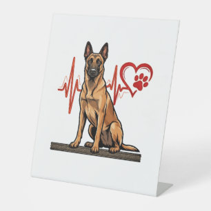 Signe De Table Chien de berger belge Battement de coeur Patte Coe