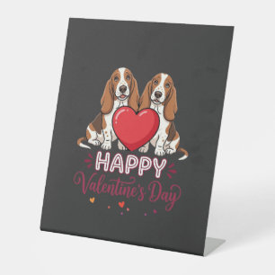 Signe De Table Chien de la Saint-Valentin Basset Hound Floral