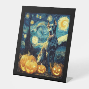 Signe De Table Chien Great Dane mignon Halloween Jack O Lantern C