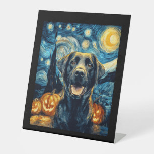 Signe De Table Chien Labrador noir mignon Halloween Jack O Lanter