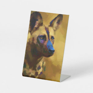 Signe De Table Chien peint africain