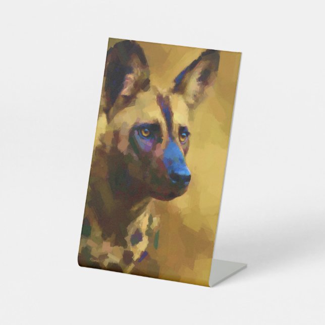 Signe De Table Chien peint africain (Recto)