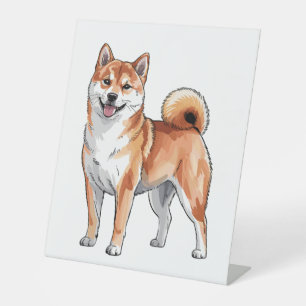 Signe De Table Chien Shiba Inu - mignon et heureux