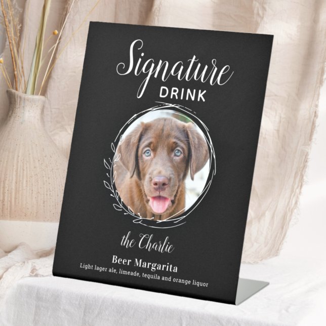 Signe De Table Chien Signature Boire moderne Black Pet Mariage Ba (Créateur téléchargé)