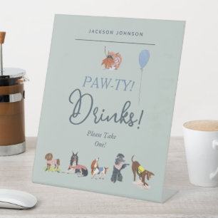 Signe De Table Chiens de fête Anniversaires de enfants Bleu migno