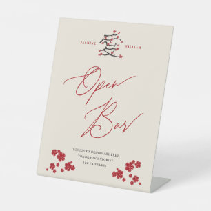 Signe De Table Chinese Love Red Cherry Blossoms Open Bar Mariage