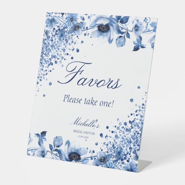 Signe De Table Chinoiserie asiatique Lumière Blue Floral Faveurs (Recto)